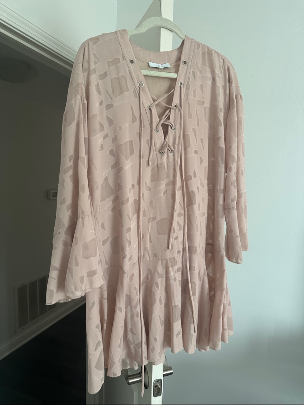 IRO Lace-Up Blush Pink Blouse